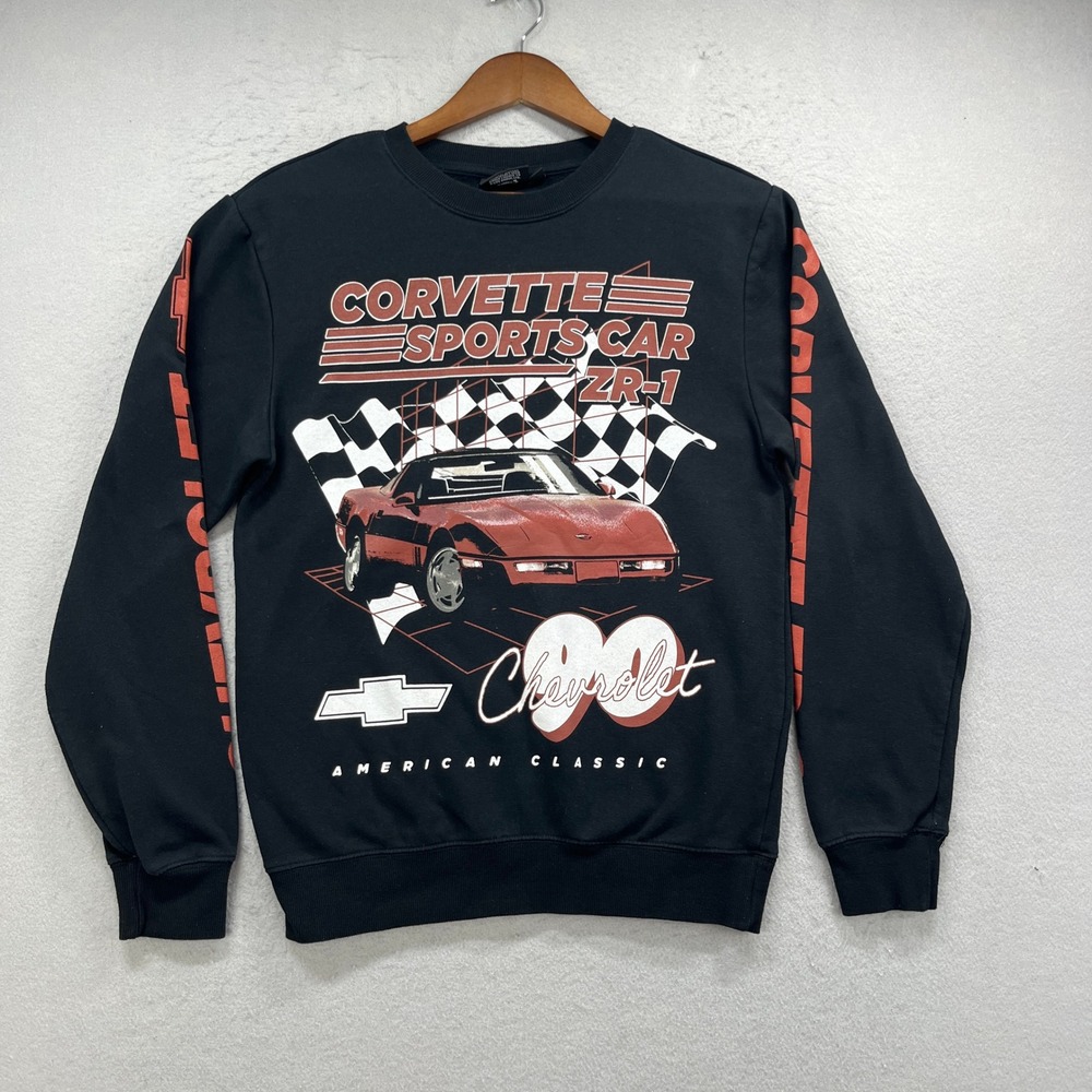 Chevrolet Corvette ZR-1 Sweatshirt Mens S Black Graphic Racing Retro Chemistry